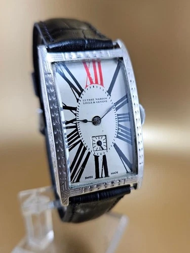 VINTAGE ULYSSE NARDIN RECTANGULAR SILVER CASE WINDUP MOVEMENT 1930 WRISTWATCH !!