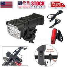 USB Rechargeable LED Bike Light Set Front and Rear Waterproof Cycling Lamp Horn