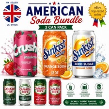 American Soda Bundle 3 Can Pack | Canada Dry Ginger Ale, Sunkist Orange, Crush