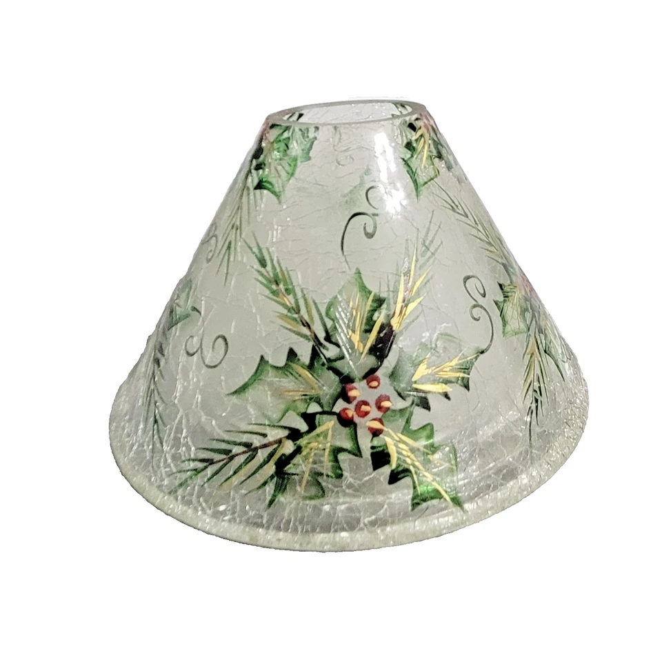 Yankee Candle Holly Berry Crackle Vidrio Sombra Topper Navidad Vacaciones Accesorio Foto 3 de 4