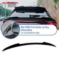 Rear Trunk Spoiler Lip Middle Wing Kit For Audi Q8 SQ8 2019-2025 Glossy Black