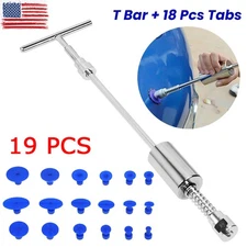 19Pcs Car Paintless Dent Removal Kit Slide Hammer & 18 Pcs Dent Puller Tabs Tool