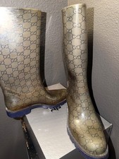Vintage 2000s Used Gucci Blue rubber boots