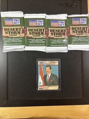 1991 Pro Set Desert Storm - Saddam Hussein Rookie Card (#69) + 4 Unopened Packs