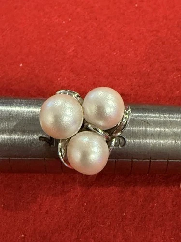 Vintage Silver Sterling Natural Pearl Ring Size 6.5