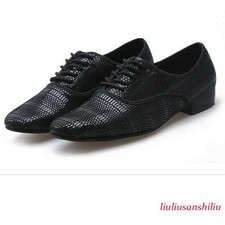 Mens Ballroom Dance Shoes Leather Latin Waltz Tango Soft Outsole Low Heel Modern