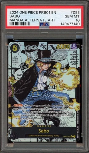 One Piece CCG Sabo PRB01 Manga Alternate Art OP04-083 PSA 10 Gem Mint