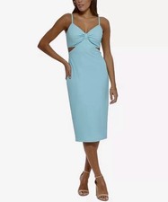 Guess Sleeveless Textured-Knit Side-Cutout Midi Dress Aqua Blue Size 12