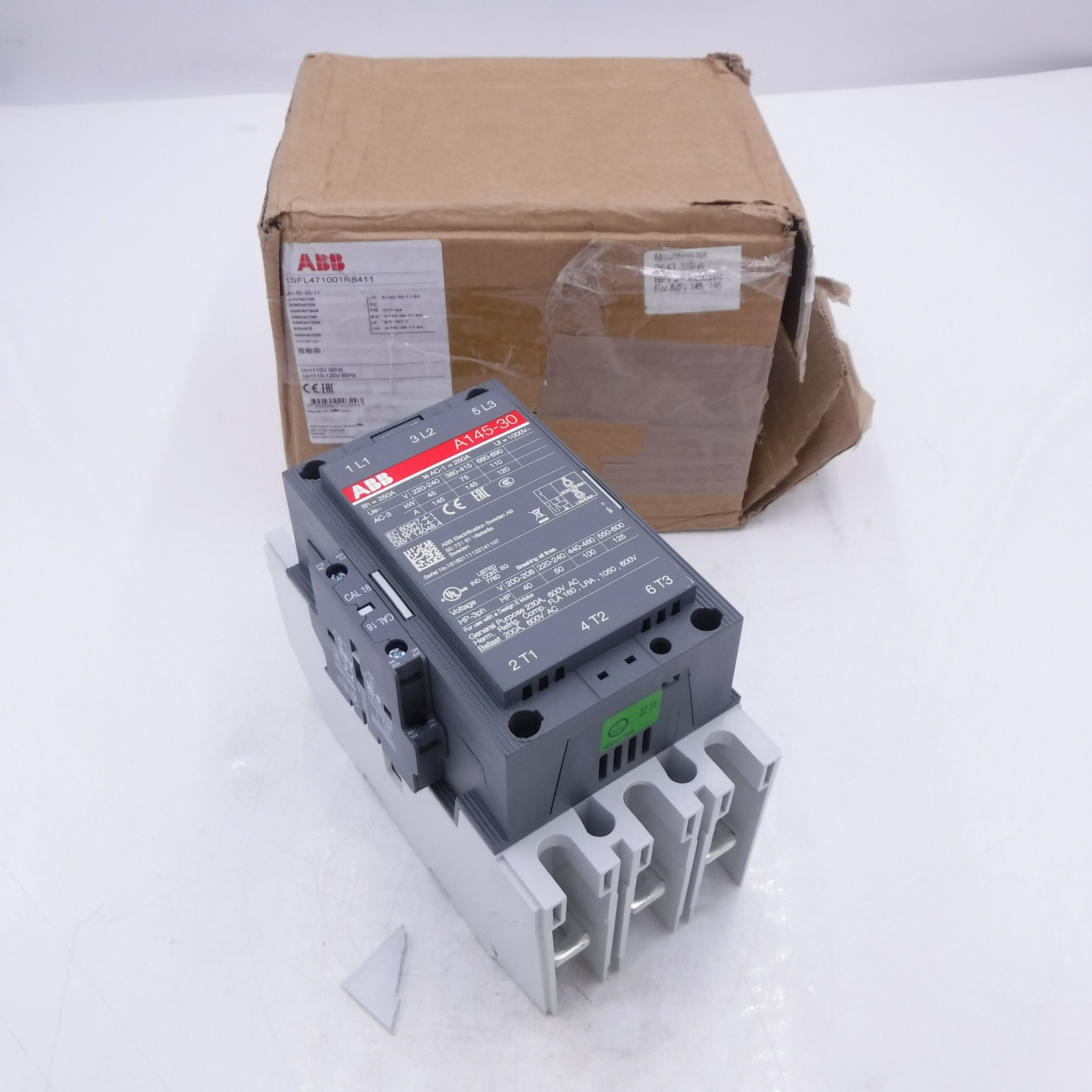 ABB 3 Pole 250Amp 690V Magnetic Contactor 1SFL471001R8411 A145-30-11 SEE DES