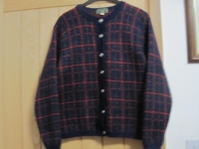 VINTAGE EQUORIAN HERITAGE MOHAIR MIX TARTAN CARDIGAN Sz S PLAID TRAITORS CASTLE