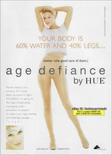 vintage HUE Hosiery 1-Page PRINT AD 1999 TANYA FOURIE woman's legs in stockings