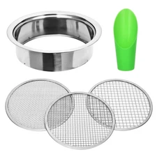 Soil Sifter Garden Soil Sieve Stainless Steel Sieve Set, with 3 Interchangeab...