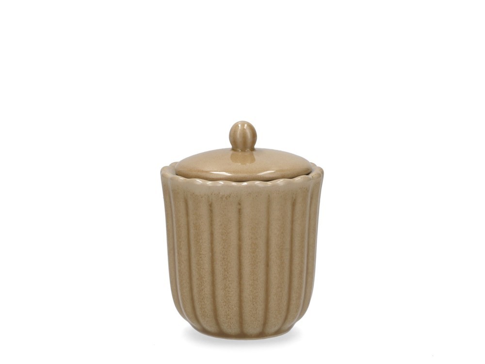 H&H Lotus Stoneware Sugar Dispenser Pitcher Beige 310 cc