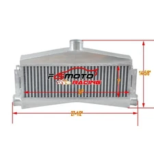 Universal Twin Turbo Aluminum Intercooler 24"x7"x3.5" Custom (2 Inlet /1 Outlet)