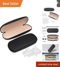 Sturdy Black Linen Eyeglass Case Set with Cleaning Cloth - Protection  Elegance