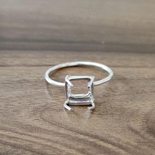925 Sterling Silver Semi Mount Blank Ring-10X10 MM Square Prong Setting Ring
