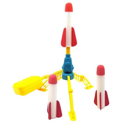 Playtastic Spielzeug-Schaumraketen-Set mit 3 Raketen, Abschussrampe, Fußpumpe