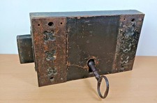 Antique Rim Door Lock with Key Vintage Gothic Church Castle