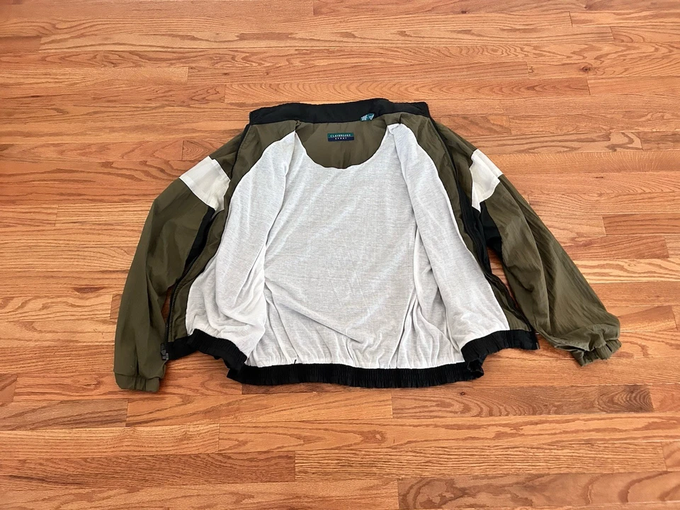 Chaqueta cortavientos CLAYBROOKE SPORT vintage años 90 para hombre XL forrada con cremallera verde negra Foto 3 de 4