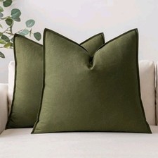 MIULEE 22x22 Inch Pack of 2 Decorative Linen Pillow Covers Boho Farmhouse Modern