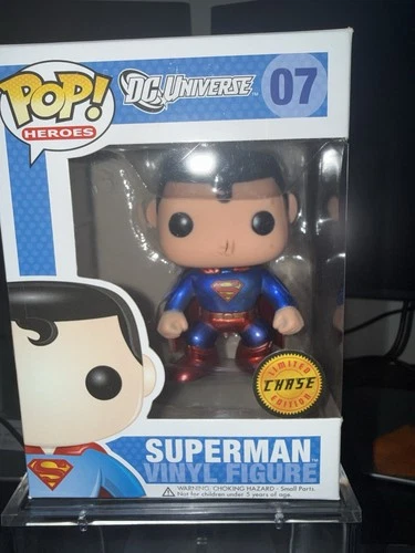 Funko Pop! DC Heroes-Superman ( Chase) #07 Extremely Rare VAULTED W/  Hard Stack