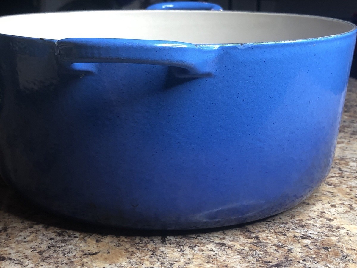 LE CREUSET 青いローフパン 28cm Le Creuset #28 Round Dutch Oven Cast Iron Blue No Lid 7 1/4 Quart