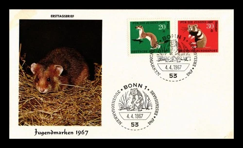 Dr Jim Stamps Germany Fur Die Jugend 1967 European Fur Animals 2v Set FDC