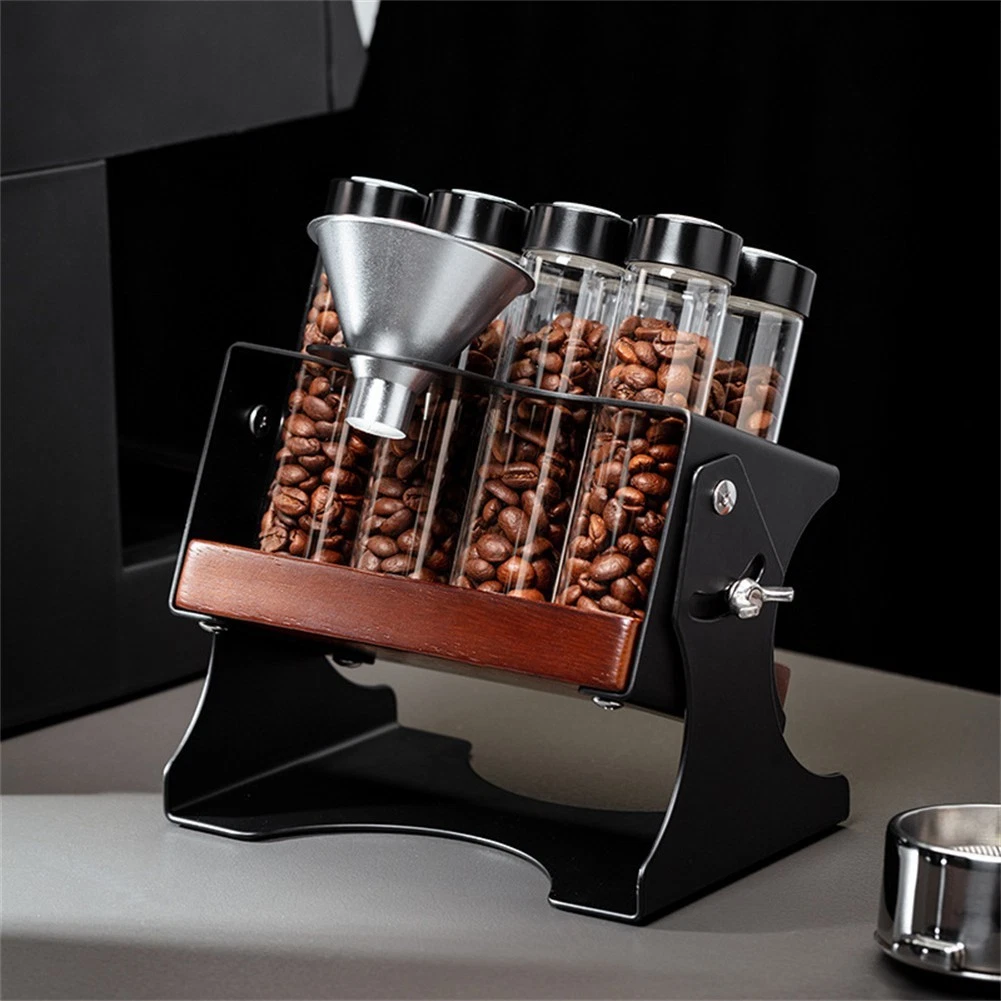 Coffee Bean Storage Display with 8 Tubes and One Way Outlet Valve Funnel