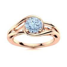 Throat Chakra Aquamarine Stone Art Deco Solitaire Ring Sterling Silver