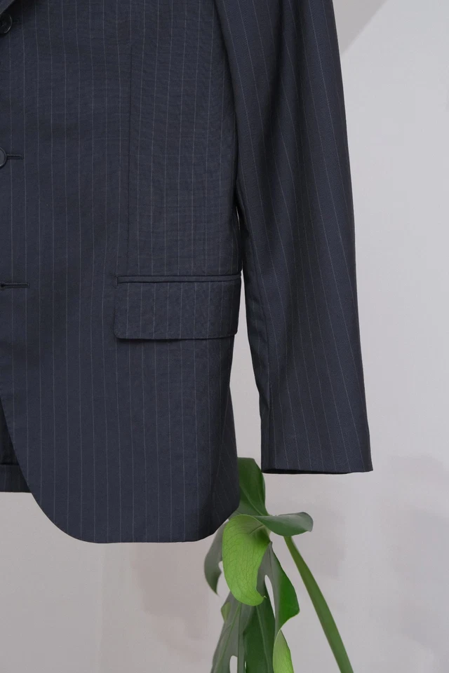 Lardini Luxury Men Navy Blue Wool Striped Suit Blazer & Pants Sz48 Made in Italy - Image 4 of 4