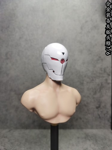 1/6 weiß Mech Roboter Mann Kopf Schnitzerei Skulptur Modell Spielzeug passt 12" Figur - Bild 3 von 6