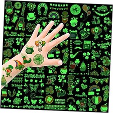St.Patricks Day Tattoos, 12 Sheets Kids Glow in Dark Tattoos, 100 Pcs St