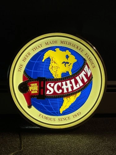 Vintage 1977 SCHLITZ GLOBE 2 Sided BEER LIGHTED Advertising Sign 18.5” Rare