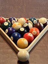 Complete Billiard Ball Set Full Collection with Rack and Cue Ball for Billiards