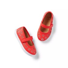 Janie and Jack Eyelet Sneaker In Tomato Red Size 5 NEW