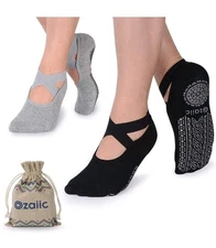 4 Non-Slip Yoga Socks for Women Pilates, Barre, Ballet, Dance Sz 5-11