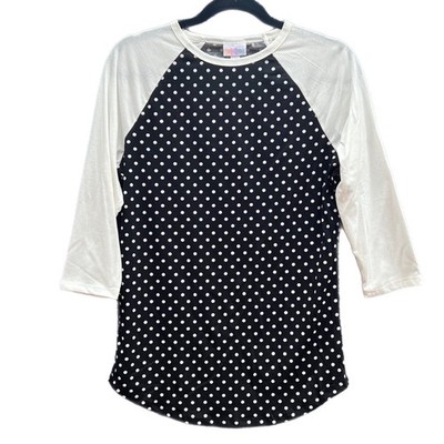 NWT S Randy baseball t, LuLaRoe, polka dot, black and white, Raglan t-shirt