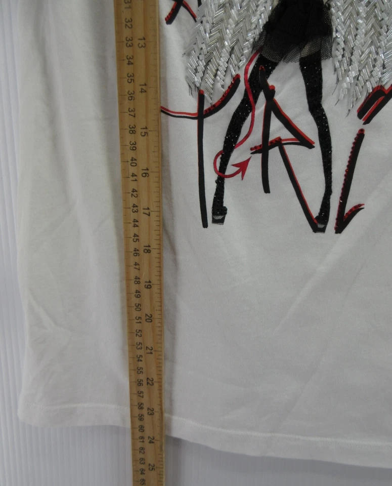 Patrizia Pepe Top Women 1 White Pullover Angel Rock Beaded Sequin T Tee US 6 * - Image 4 of 4