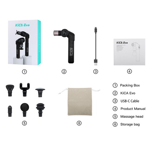 KICA Evo Heating Foldable Massage Gun 12.9''Extendable Back Neck Muscle Massager - 第 2/8 張圖片