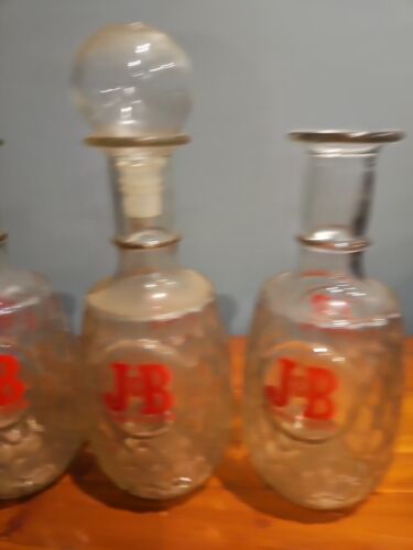 3 Vintage J&B Rare Scotch Decanter Clear Dimpled Glass Bar ware MCM - Picture 3 of 4