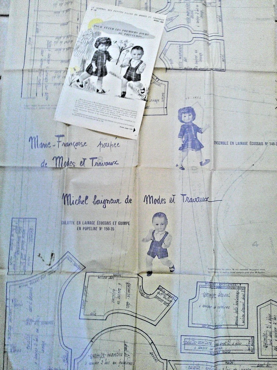 Patron poupée Modes et Travaux février 1954 - Françoise, ses poupées et ses créations