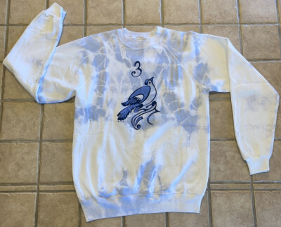 VTG Tie-Dye Blue Bird 3 Logo Long Sleeve Sweatshirt Hanes USA Jamaica Tag L 1988