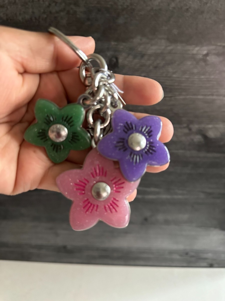 Coach Bag Charm Key chain SILVER MULTI CR924 NWT Wildflower