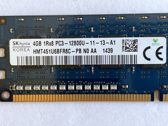SK Hynix 4GB 1Rx8 DDR3 PC3-12800U - Desktop Ram