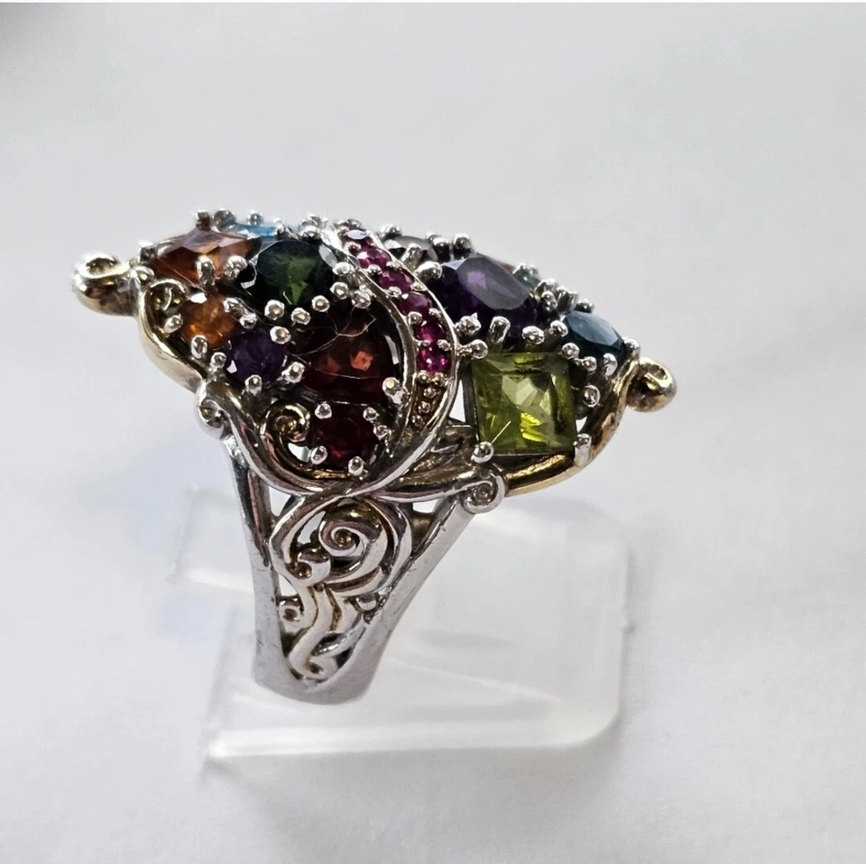 Gemas En Vogue II ¡Obra maestra de múltiples piedras preciosas! ¡Estilo Art Deco! Talla 8 Foto 4 de 4