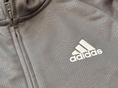 Adidas CK5447 Gray White Striped Boys Small Full Zip Soccer Logo Track Jacket - Picture 9 of 10