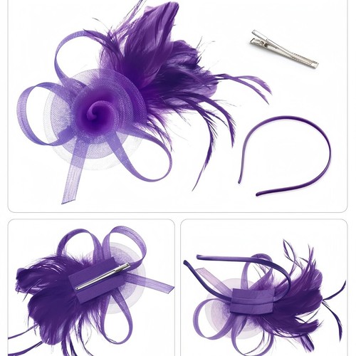 Women Cocktail Party Fascinator Derby Hat Wedding Church Kentucky Formal Mesh - Picture 10 of 21