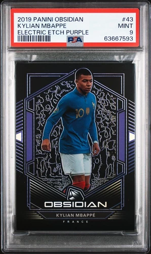 2019-20 Panini Obsidian Kylian Mbappe Electric Etch Purple /65 PSA 9 Mint #43