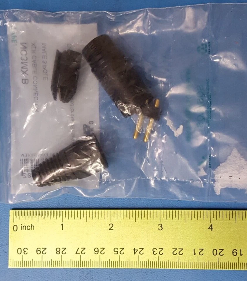 XLR Connector,NC3MX-B, NEUTRIK , 3 Contacts, Plug, Cable Mount, Gold Plated - Image 2 of 2