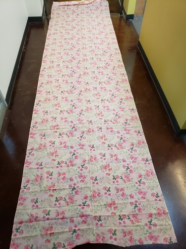 4 Yards Thin Decorator Fabric With Pink Floral Motif Rose Carnation Wildflower - Picture 6 of 11